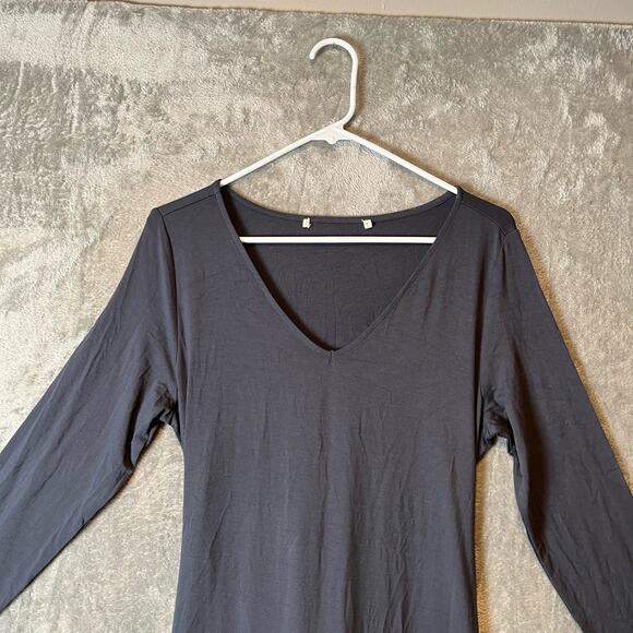 Peruvian Connection Women’s Sz Medium Gray Long Sleeve Dress Side Slits - Picture 4 of 6